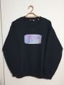 Bisiklet Yaka Oversize Salaş Pamuklu Şardonlu Sweatshirt Siyah - L