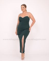 Taş Askılı Krep Midi Dress | Yeşil