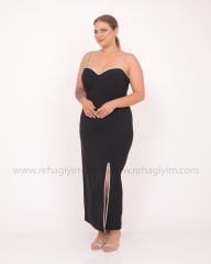 Taş Askılı Krep Midi Dress | Siyah