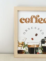 Kahve Köşesi Coffee Obsessed Ahşap Çerçeveli Tablo 23*30 cm Naturel