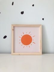 Çocuk Odası Güneş Ahşap Çerçeveli Poster
