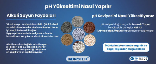 Hidrotek Hidrojen pH 9,5 Su Arıtma Cihazı 2. Yıl Değişecek Filtre Seti - Servis Dahil