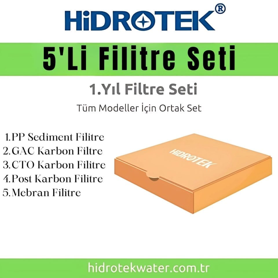 Hidrotek İlk Yıl Değişecek Filtre Seti - 5 lü Filtre Seti - SERVİS DAHİL