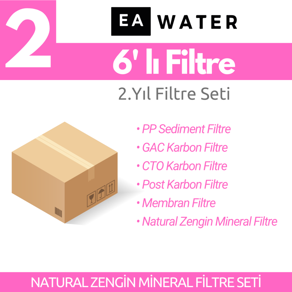 Hidrotek EA Water Natural Zengin Mineral İkinci Yıl Değişecek Tam Takım Filtre Seti - SERVİS DAHİL