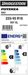 BRİDGESTONE 225/45 R18 95Y XL S001 EXT