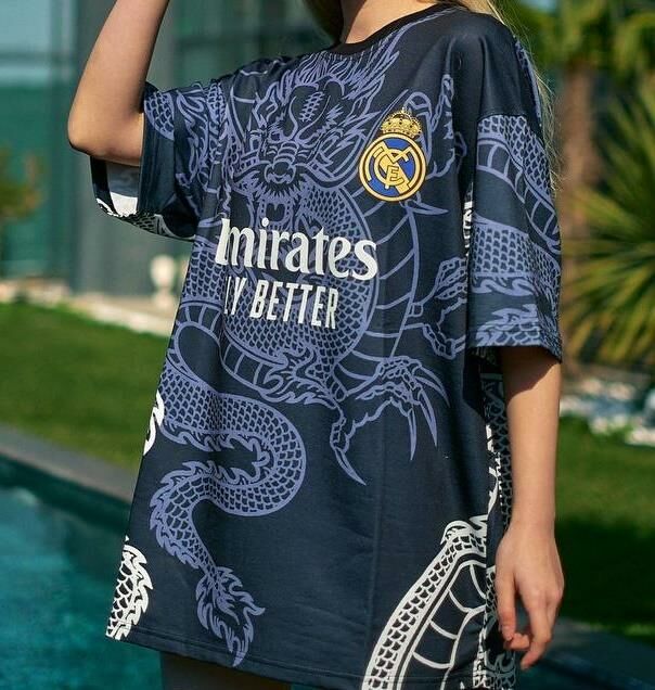 Yeni Sezon Real Madrid Dragon Bask l Oversize T Shirt Mavi M