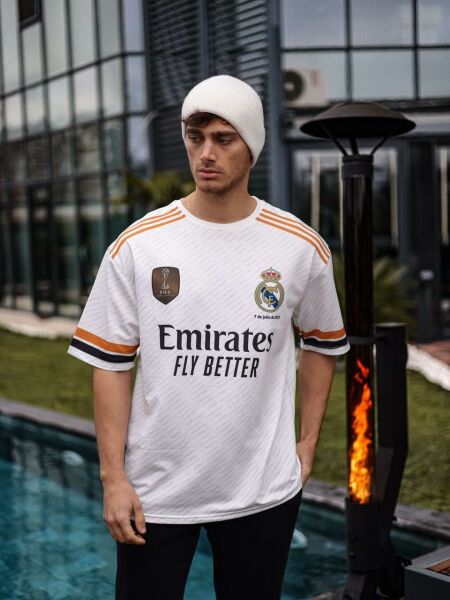Real Madrid Logo Likral Penye Kuma Oversize T shirt
