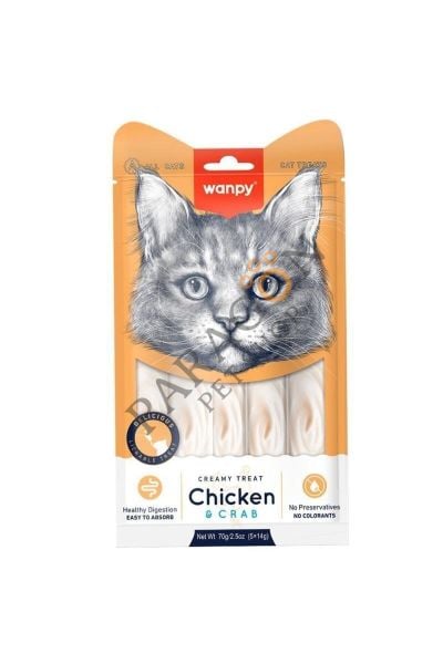 Wanpy Tavuk Ve Yengeçli Sıvı Kedi Ödülü 5x14 gr