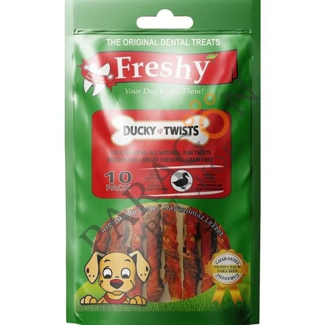 Freshy Ducky Twist Ördek Sarılı Burgu Çubuk Köpek Ödülü 10 Adet