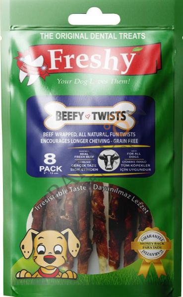 Freshy Beefy Twist Biftek Sarılı Burgu Çubuk Köpek Ödülü 8 Adet