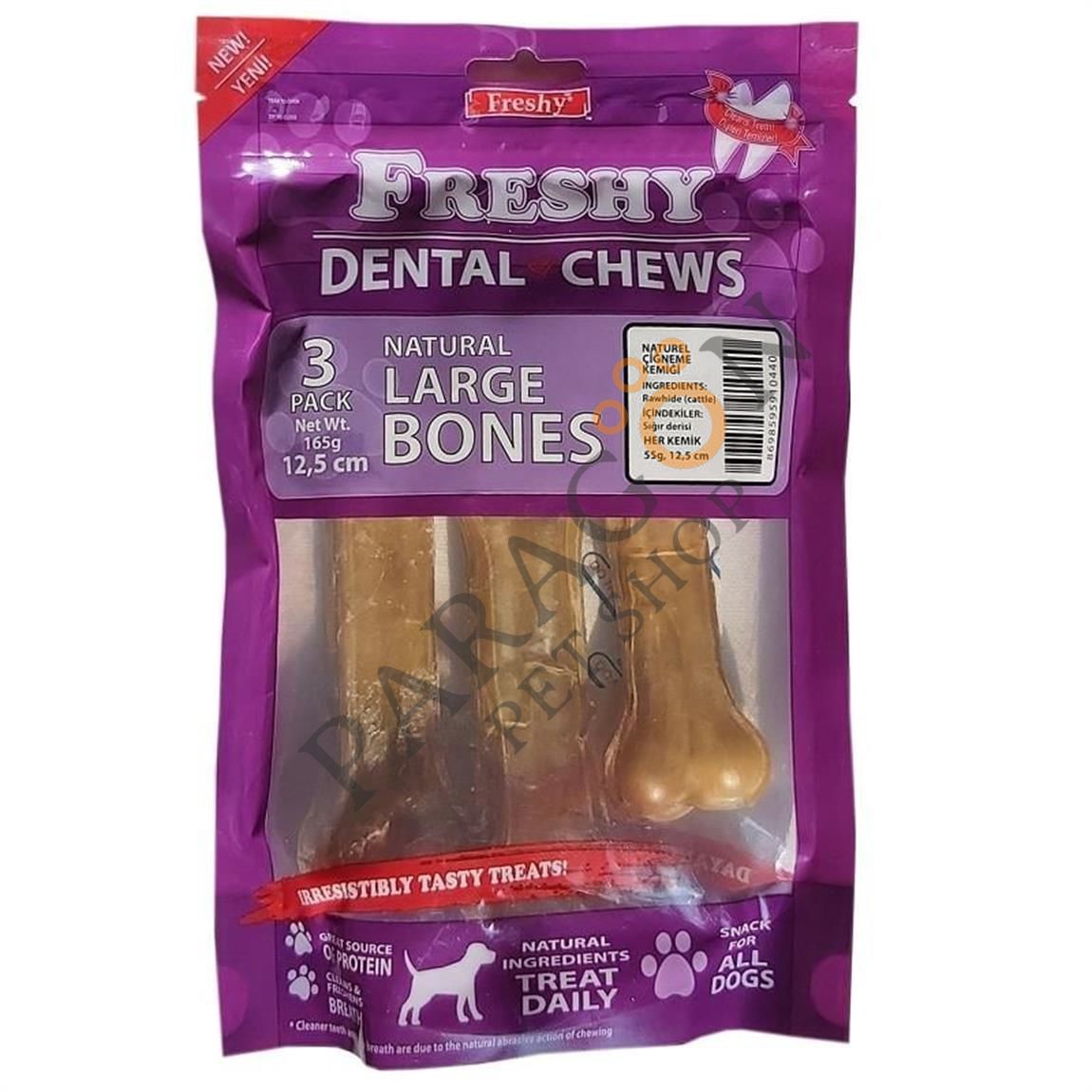 Freshy Dental Chews Natural Large Bones Köpek Ödülü 12.5 Cm 3 Adet