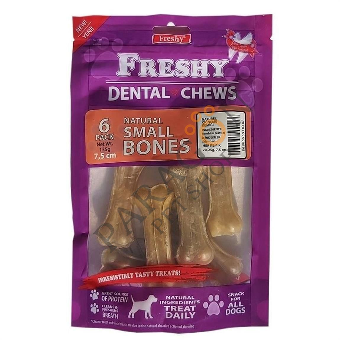 Freshy Dental Chews Natural Small Bones Köpek Ödülü 7,5 Cm 6 Adet