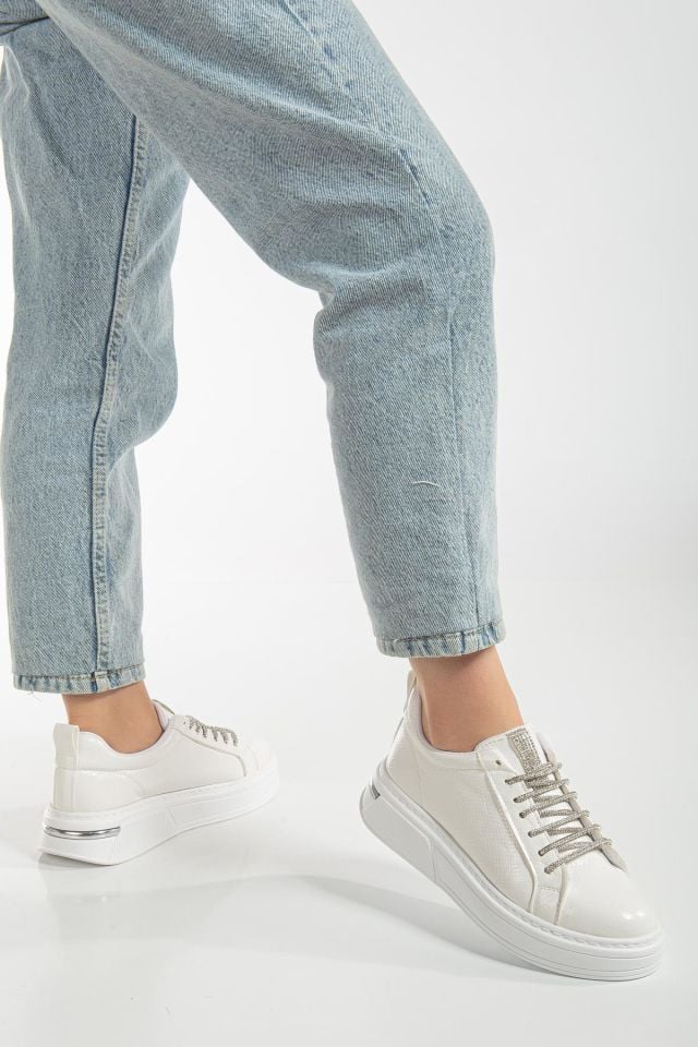 Suins Darle Kadın Spor Ayakkabı Taşlı Sneaker Günlük Beyaz - 40