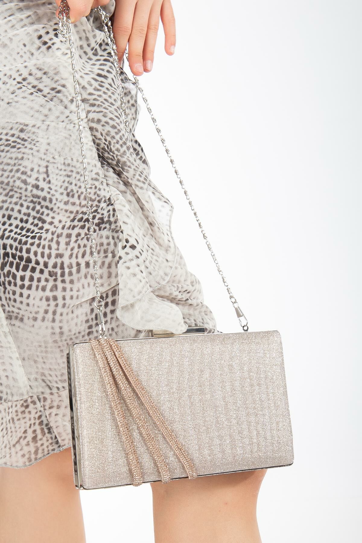 Suins Cora Abiye Çanta Gece Çantası Portföy Clutch Çanta Gümüş