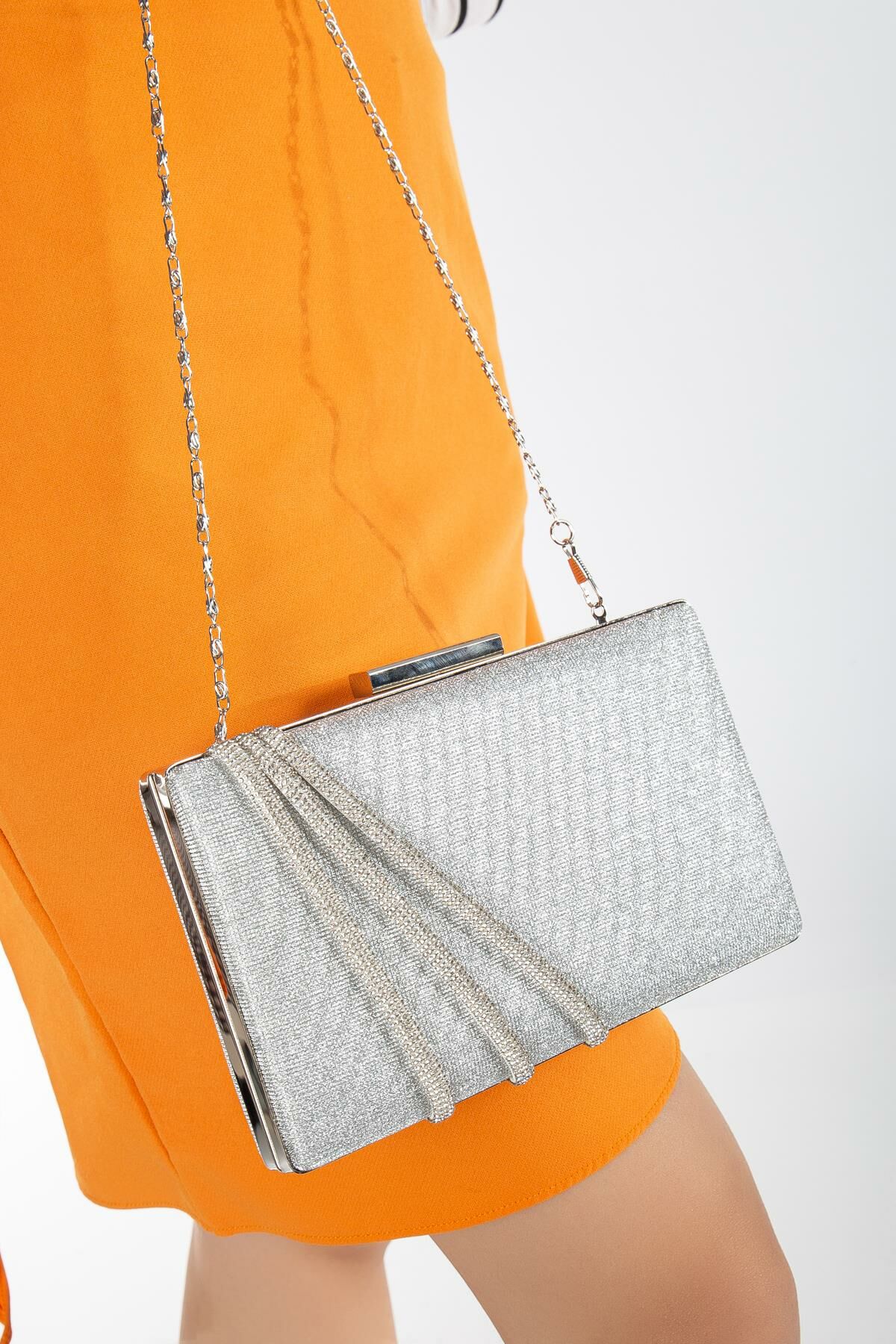 Suins Cora Abiye Çanta Gece Çantası Portföy Clutch Çanta Gümüş
