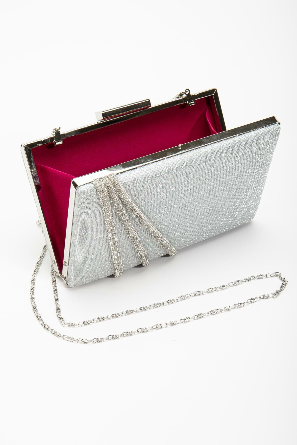 Suins Cora Abiye Çanta Gece Çantası Portföy Clutch Çanta Gümüş
