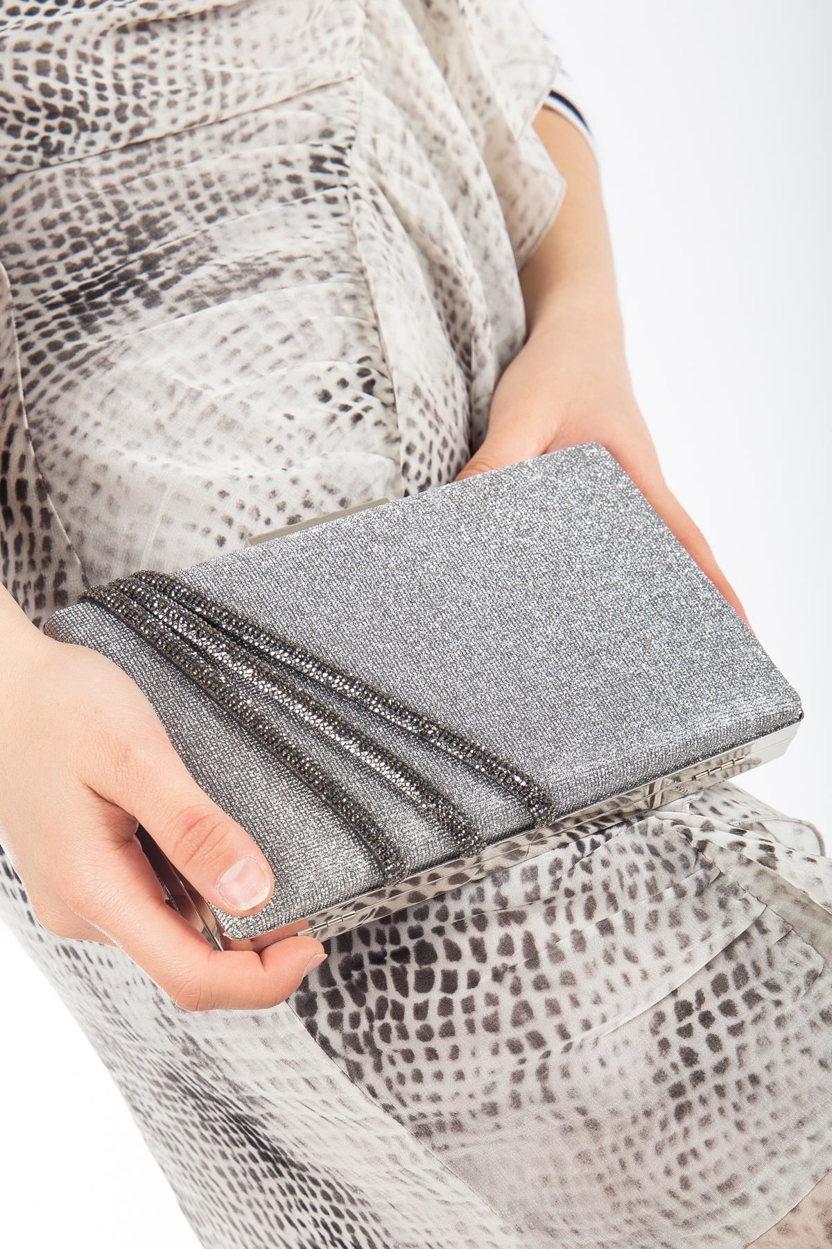 Suins Cora Abiye Çanta Gece Çantası Portföy Clutch Çanta PLATİN