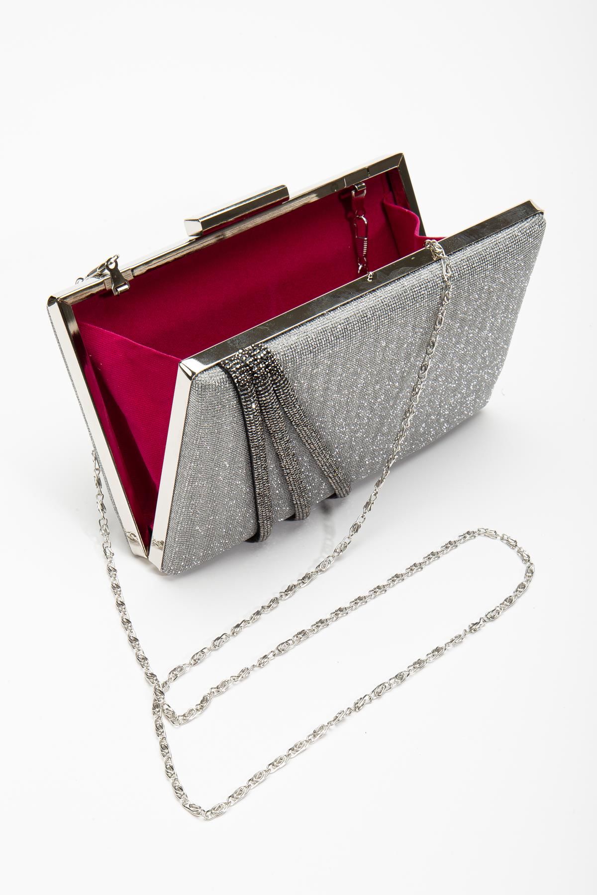 Suins Cora Abiye Çanta Gece Çantası Portföy Clutch Çanta PLATİN