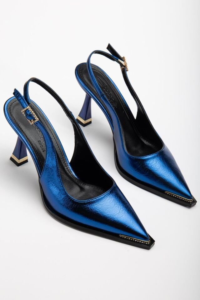 Suins Jules Kadın Topuklu Taşlı Özel Üretim Stiletto Ayakkabı Mavi - 40
