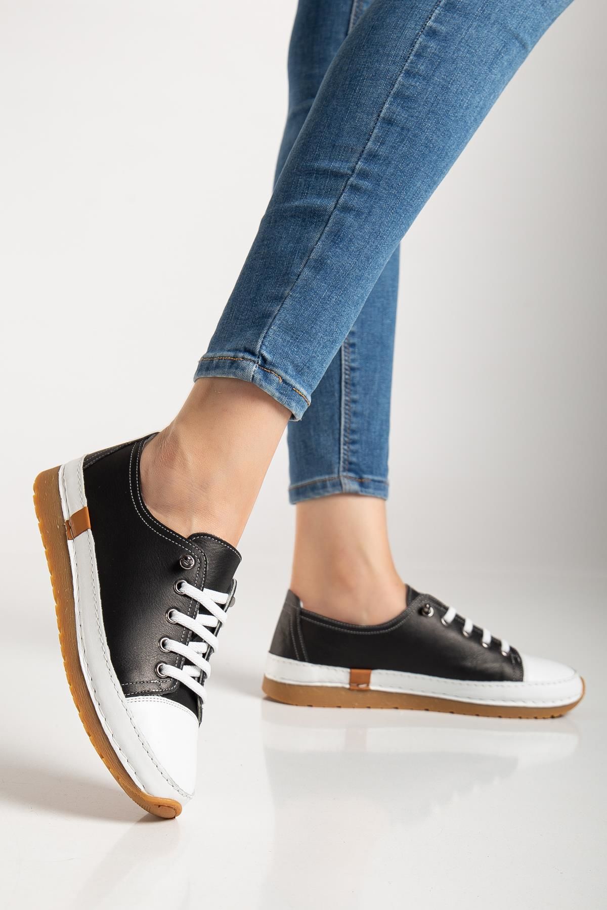 Suins Lorry Hakiki Deri Yumuşak Kadın Günlük Spor Ayakkabı Sneaker 40 - Lacivert