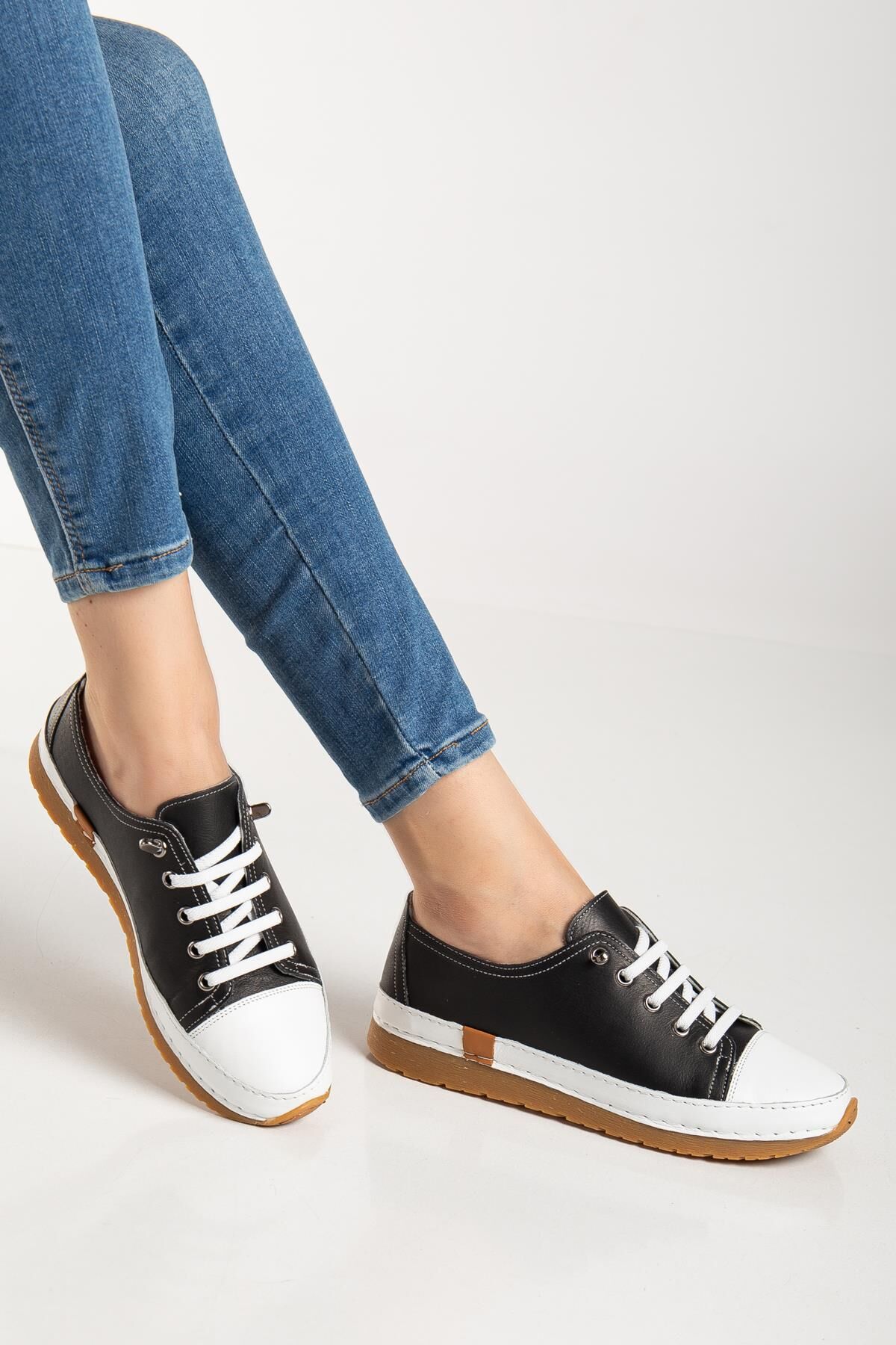 Suins Lorry Hakiki Deri Yumuşak Kadın Günlük Spor Ayakkabı Sneaker 39 - Siyah