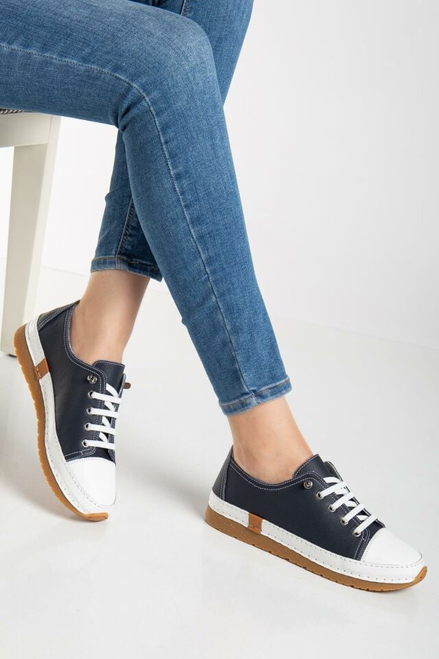 Suins Lorry Hakiki Deri Yumuşak Kadın Günlük Spor Ayakkabı Sneaker 40 - Lacivert