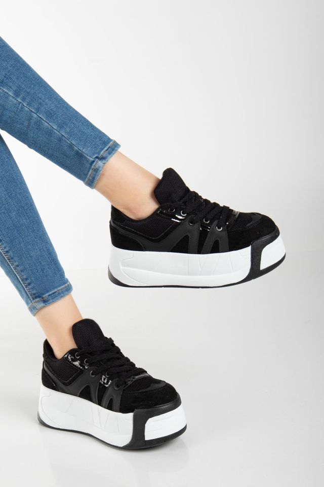 Suins Higher Model Kadın Yüksek Taban Spor Ayakkabı Sneaker 6 cm 40 - Siyah