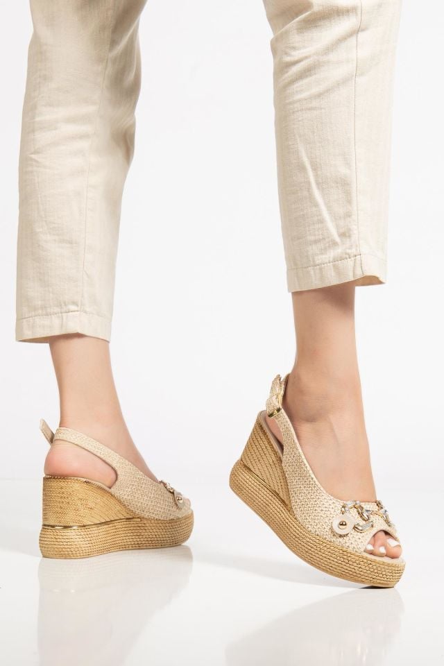 Suins Twine Model Kadın Taşlı Platform Sandalet 40 - TEN
