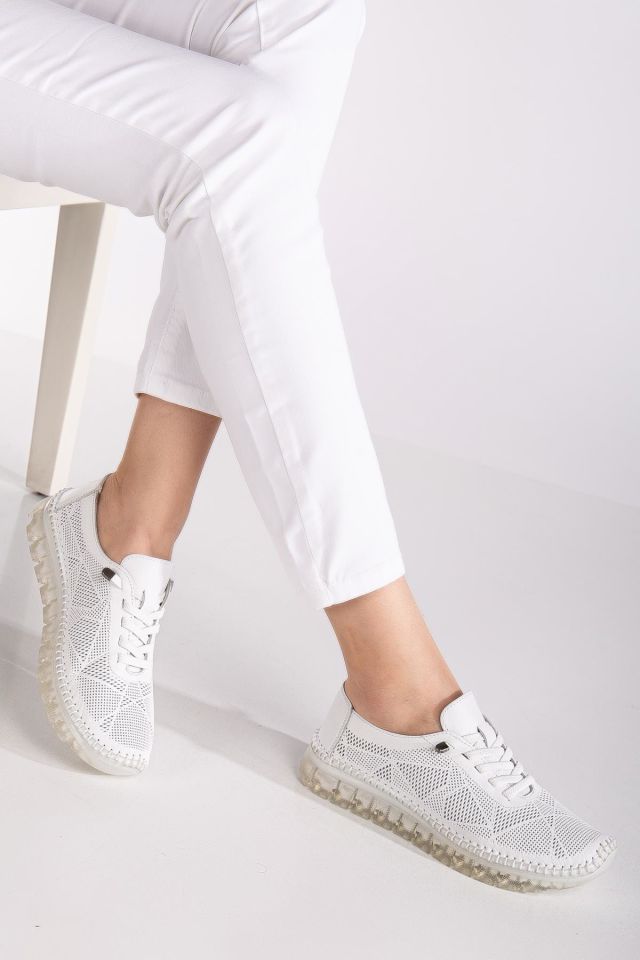Suins Leona Hakiki Deri Yumuşak Kadın Günlük Spor Ayakkabı Sneaker Beyaz - 39