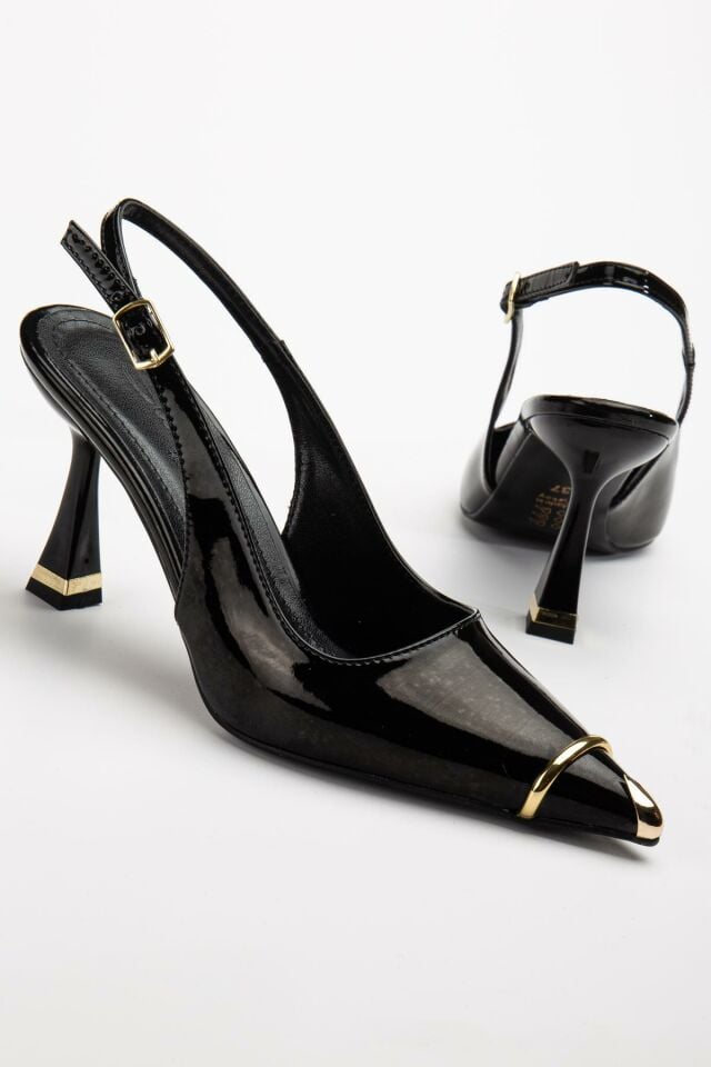 Suins Jessa Model Kadın Topuklu Burnu Metal Detaylı Stiletto Ayakkabı Siyah - 40