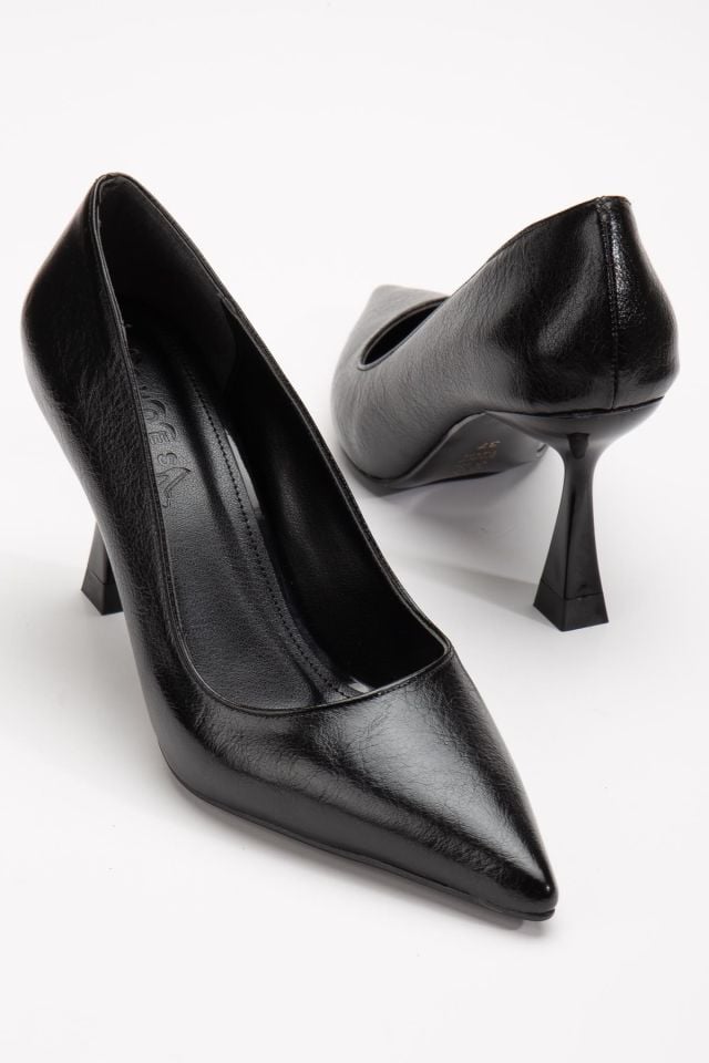 Suins Cateline Model Kadın Topuklu Metalik Özel Renk Stiletto Ayakkabı Siyah - 40
