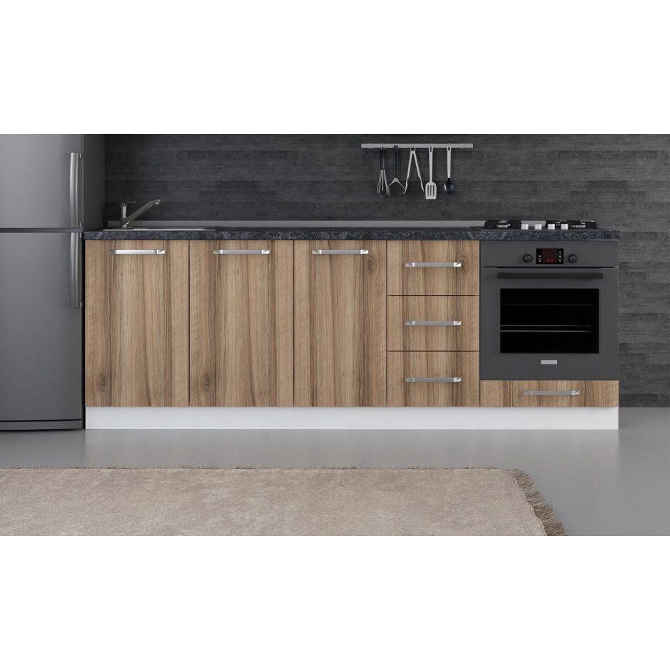 Kayra 230 Cm Kitchen Cabinet White Gold 230-D3-Bottom Module