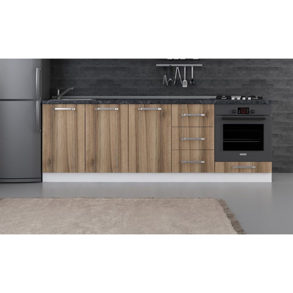 Kayra 240 Cm Kitchen Cabinet White Gold 240-D4-Bottom Module