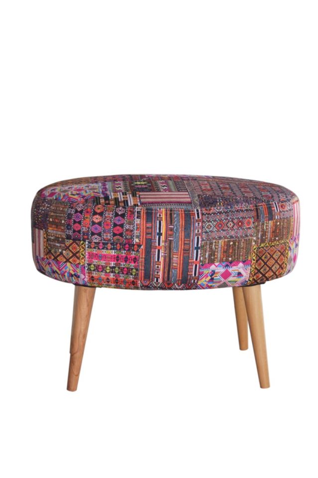 Rossi Oval Pouf Rug Patterned