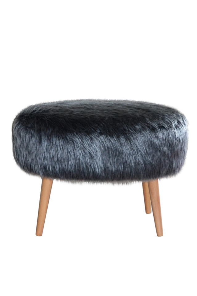 Rossi Oval Puff Anthracite Plush