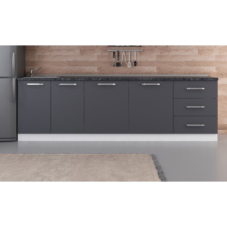 Kayra 270 Cm Kitchen Cabinet White Anthracite 270-A1-Lower Module