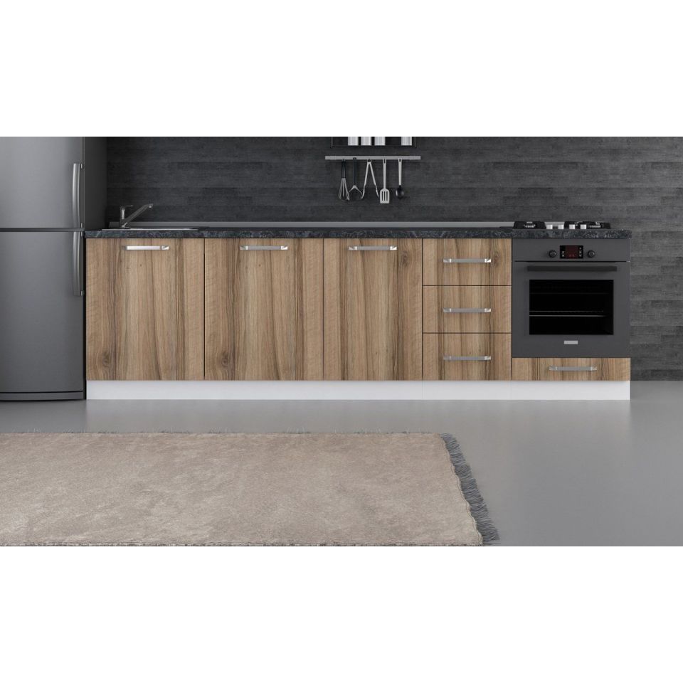 Kayra 275 Cm Kitchen Cabinet White Gold 275-D6-Bottom Module