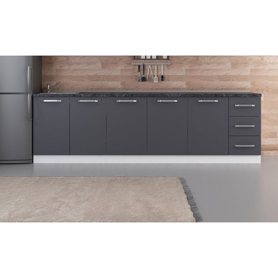 Kayra 280 Cm Kitchen Cabinet White Anthracite 280-A1-Lower Module