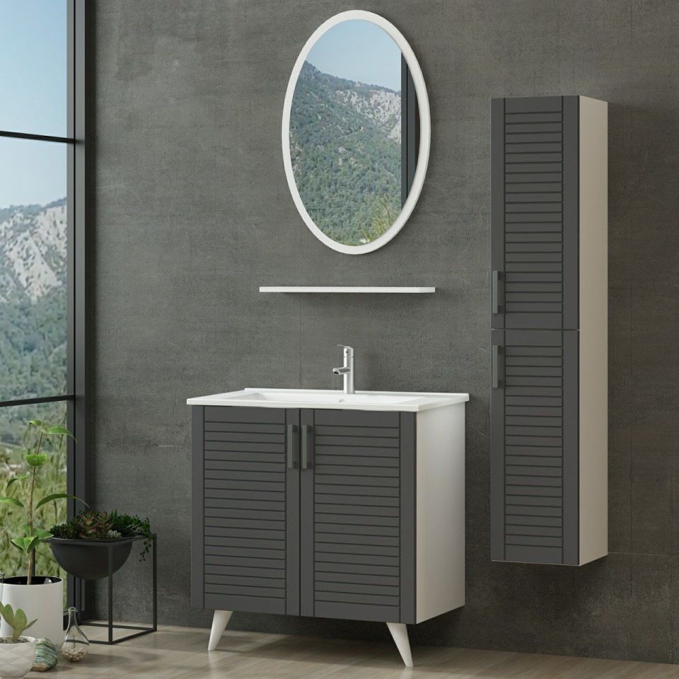 Kayra Bathroom Cabinet 85Cm Ay2K+1Ea1R+Etj+Height White