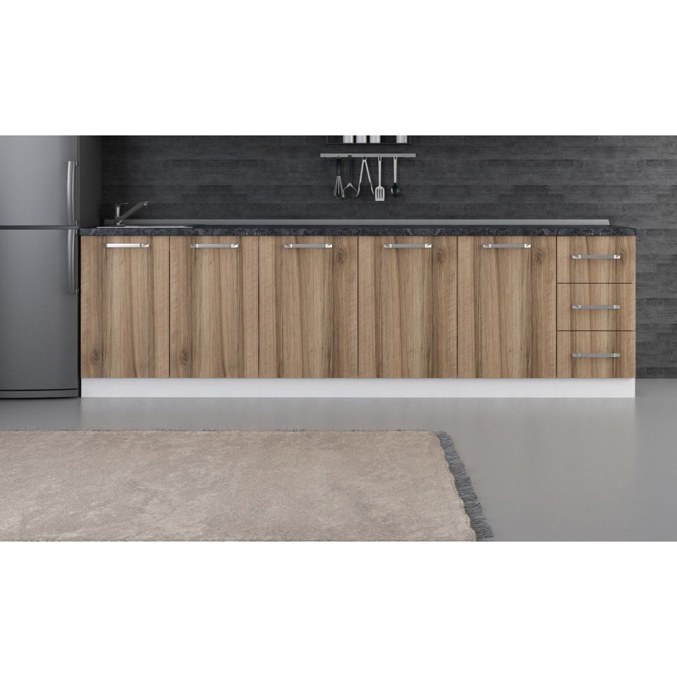 Kayra 280 Cm Kitchen Cabinet White Gold 280-D1-Bottom Module