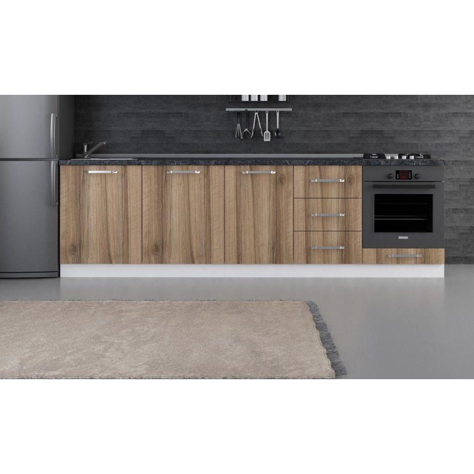 Kayra 280 Cm Kitchen Cabinet White Gold 280-D3-Bottom Module