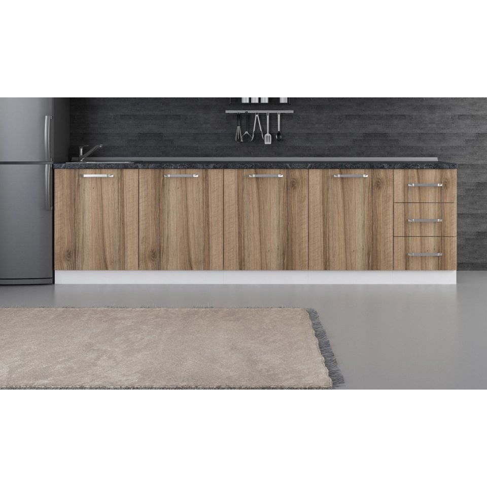 Kayra 285 Cm Kitchen Cabinet White Gold 285-D2-Bottom Module