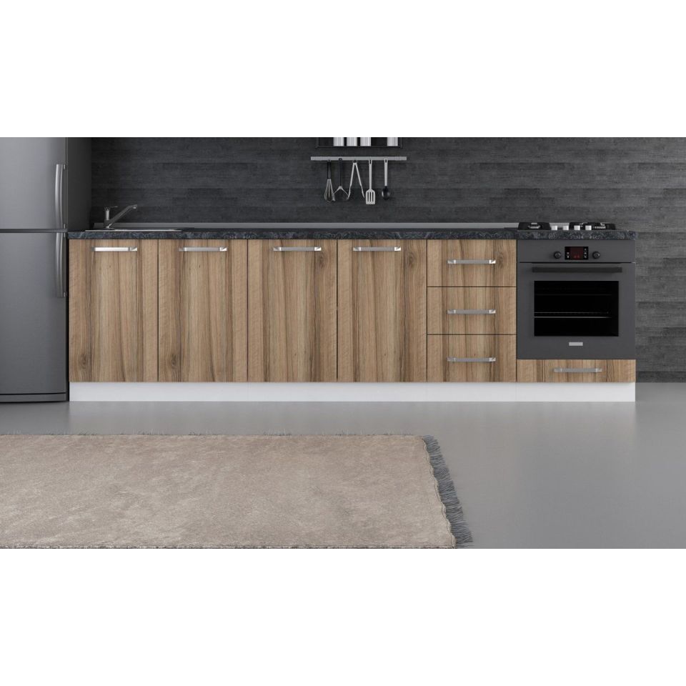 Kayra 285 Cm Kitchen Cabinet White Gold 285-D6-Bottom Module