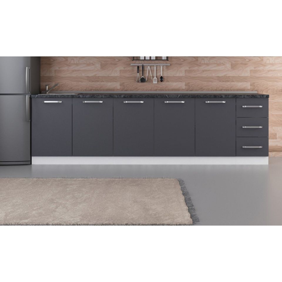 Kayra 290 Cm Kitchen Cabinet White Anthracite 290-A2-Lower Module