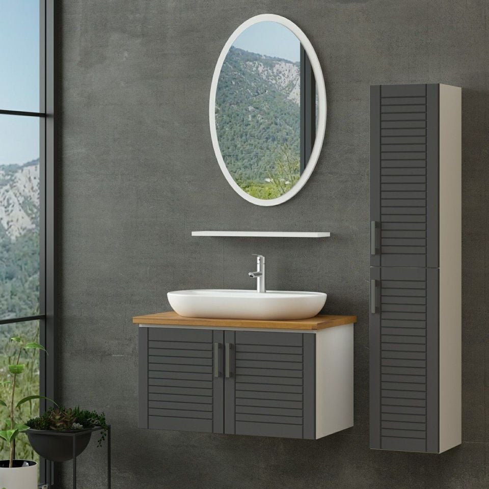 Kayra Bathroom Cabinet 85Cm As2K+1Ea1R+Tzg+Height White