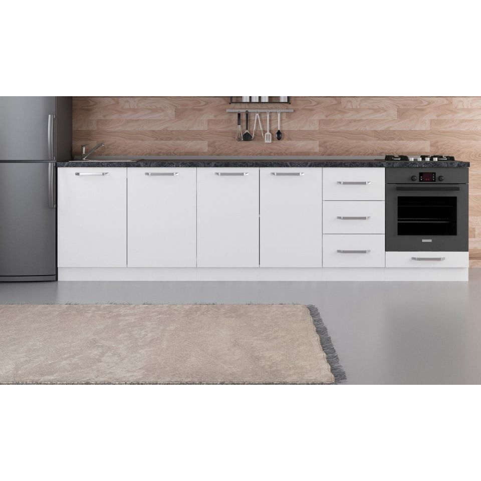 Kayra 295 Cm Kitchen Cabinet White 295-B3-Bottom Module