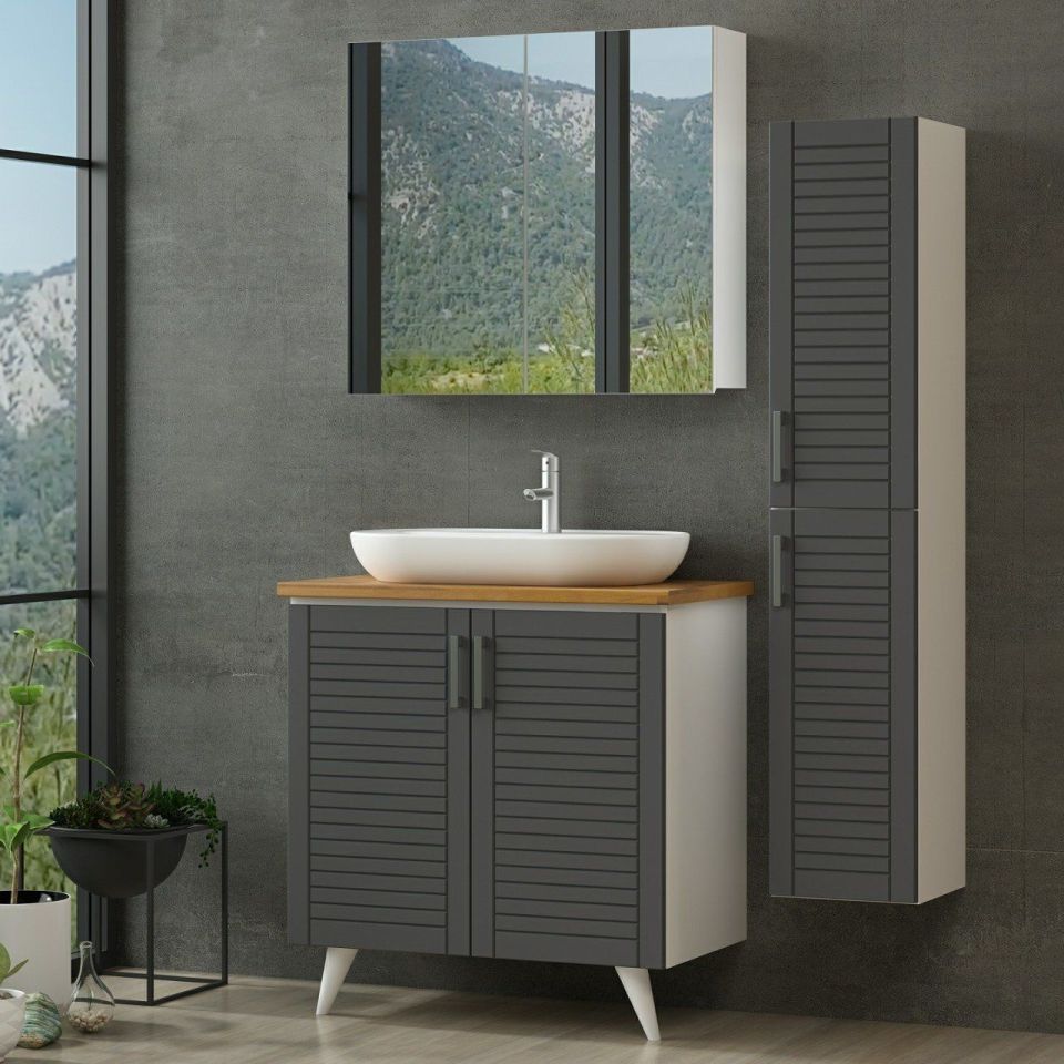 Kayra Bathroom Cabinet 85Cm Ay2K+2K2A+Tzg+Height White