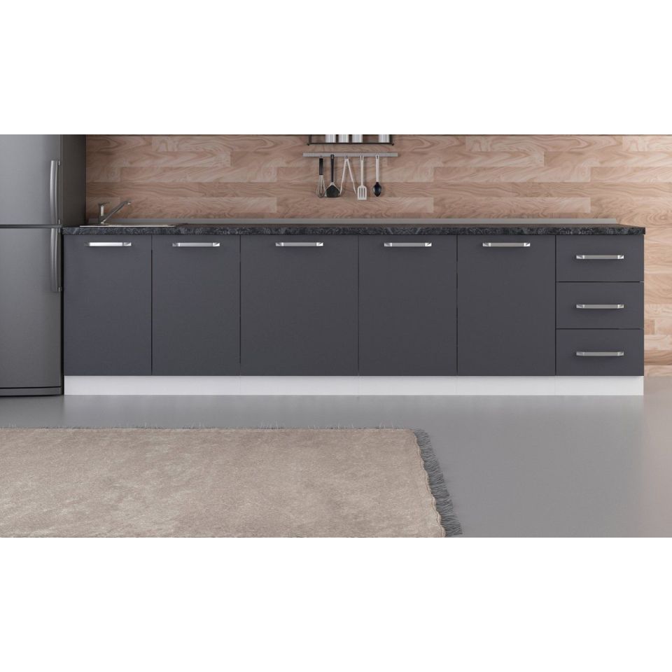 Kayra 295 Cm Kitchen Cabinet White Anthracite 295-A1-Lower Module