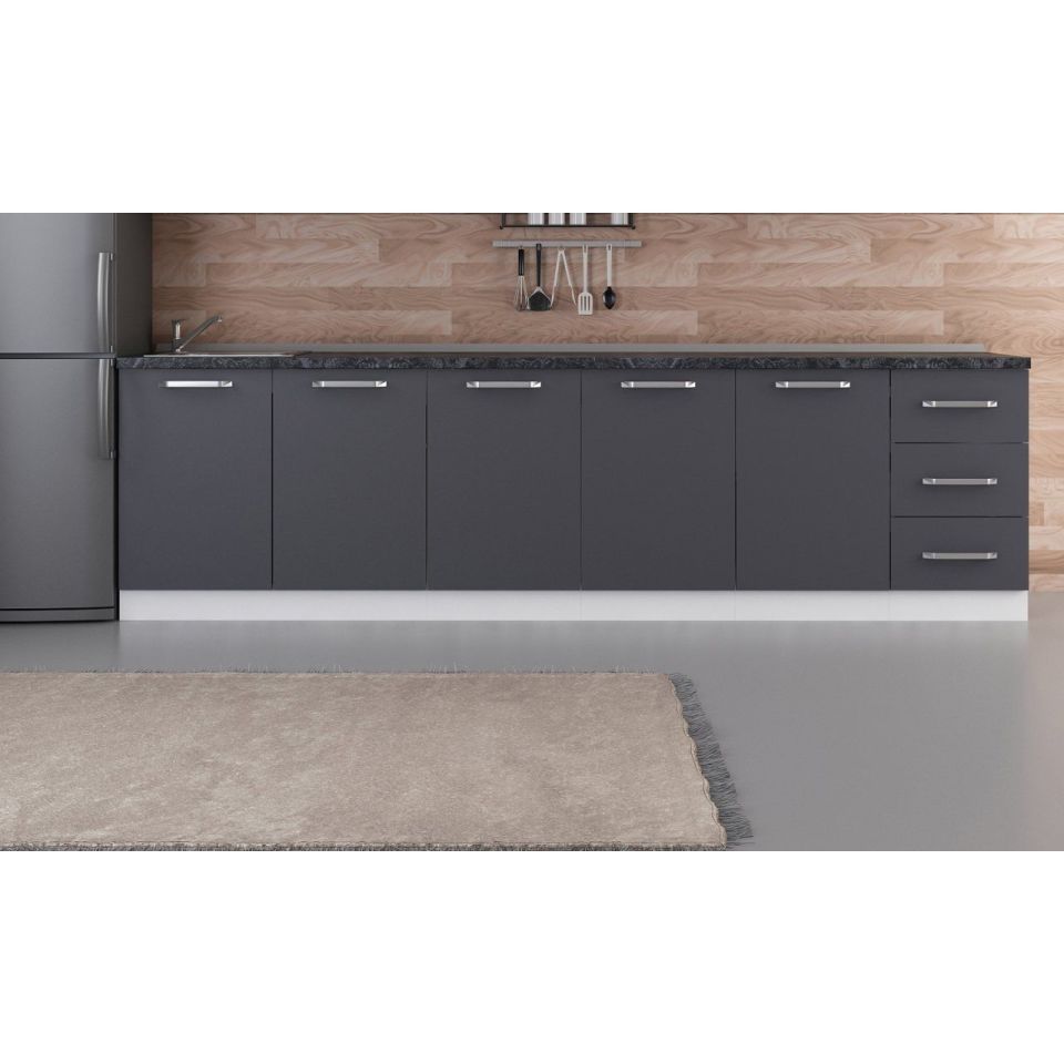 Kayra 295 Cm Kitchen Cabinet White Anthracite 295-A2-Lower Module