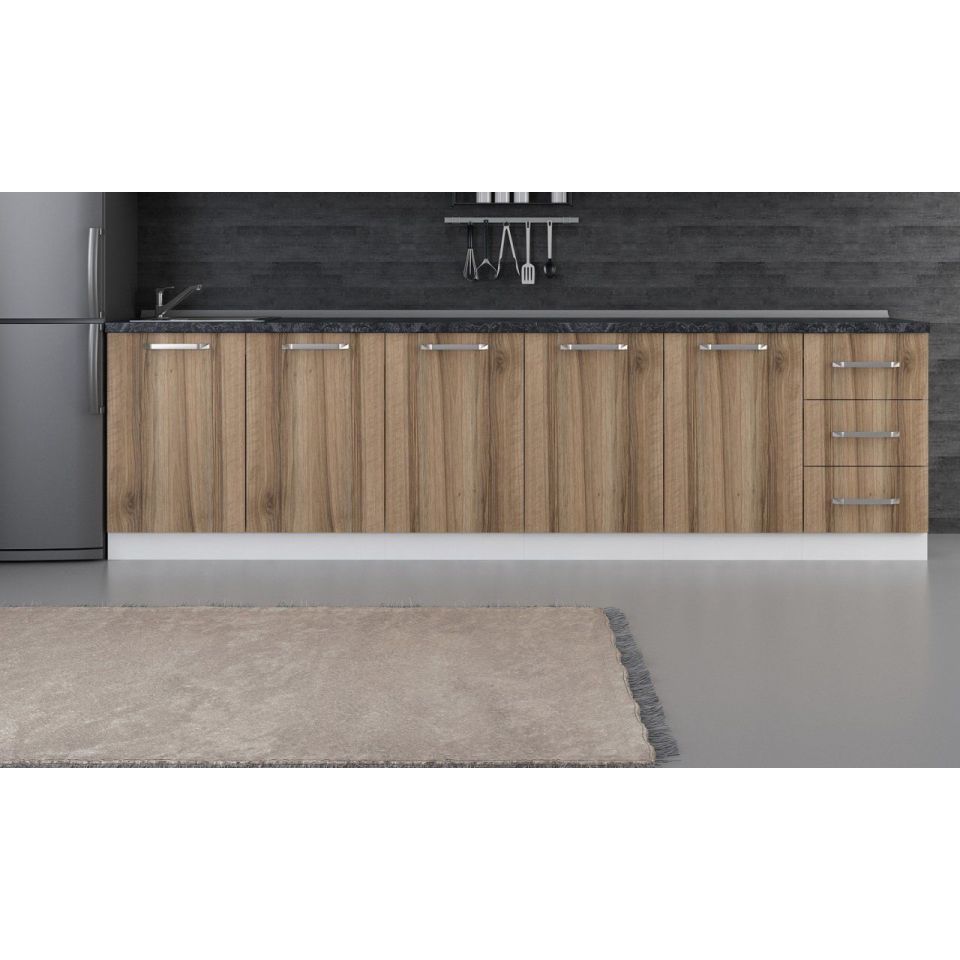 Kayra 295 Cm Kitchen Cabinet White Gold 295-D2-Bottom Module